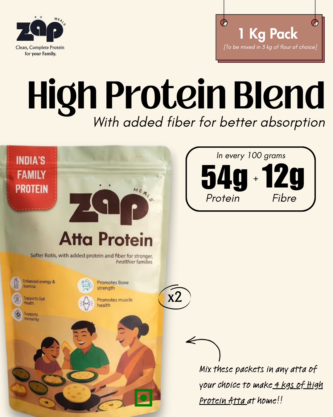 High Protein Blend (Pea Protein Isolate + Rice Protein Isolate) with added Fiber for Better Digestibility & Absorption