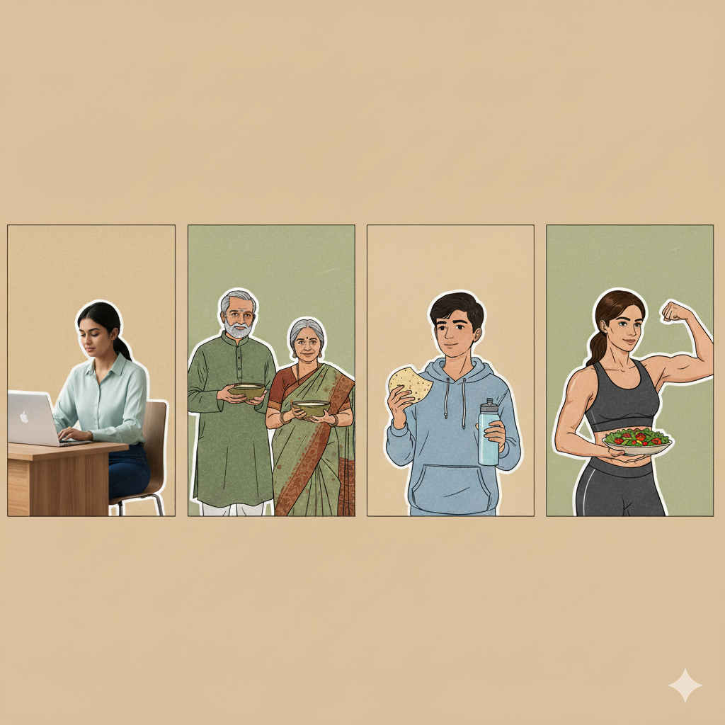 People of different ages enjoying daily meals